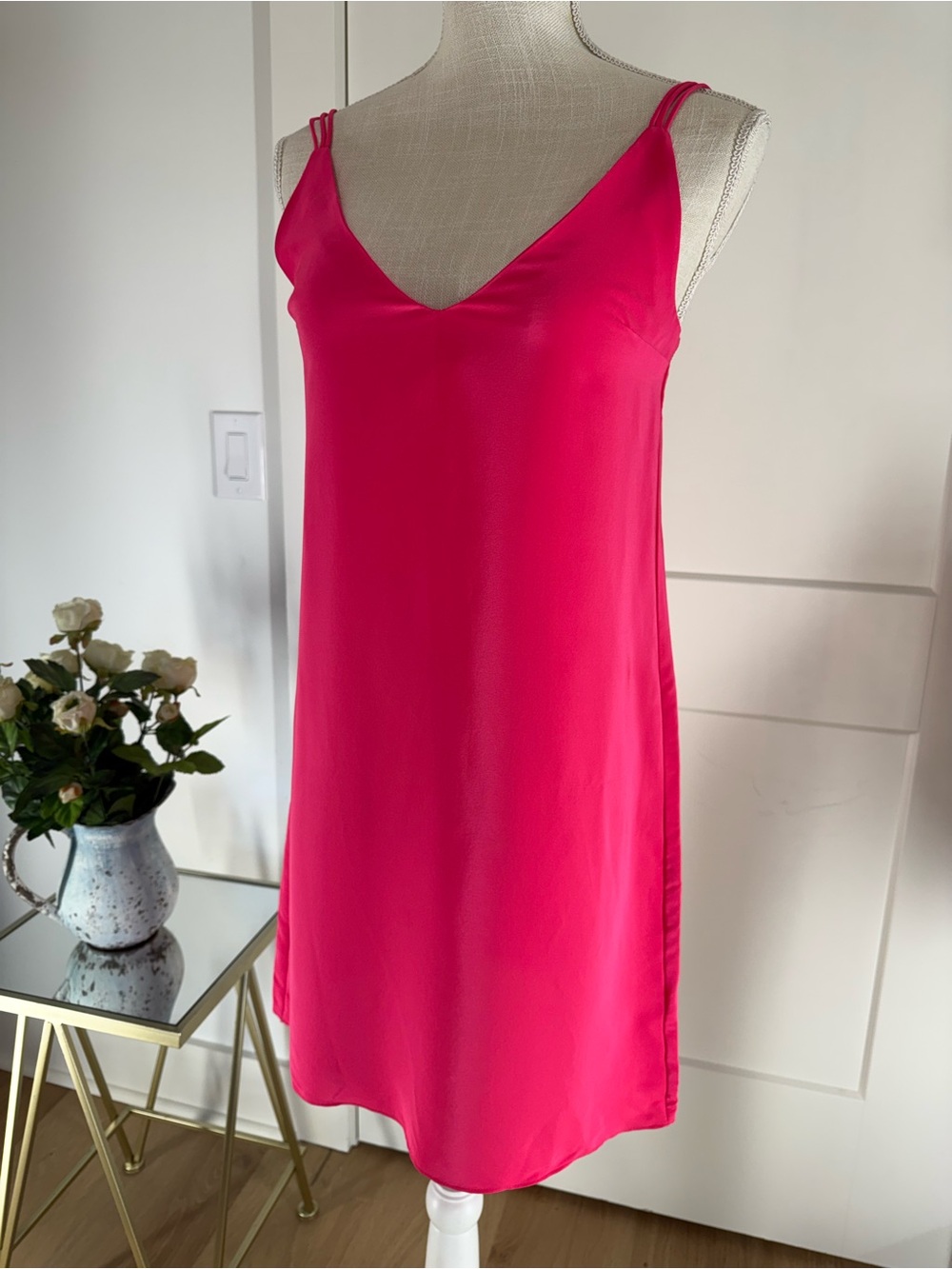 Amanda Uprichard Hot Pink Silk Slip Dress Size P Small